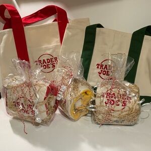 Trader Joe's Canvas Mini Tote Bag Set - Green, Yellow, Red